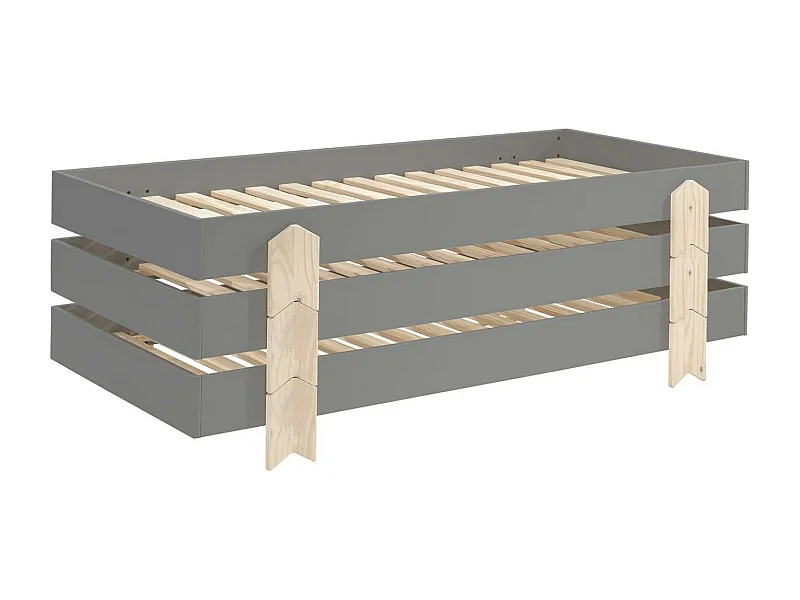 Lit Enfant en Bois "Modulo Arrow III" 90x200cm Gris