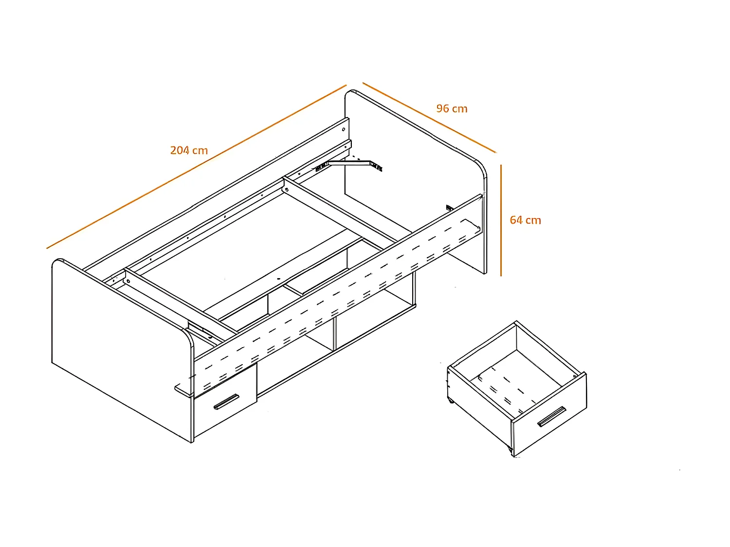 Łóżko DINO 90x200 dąb/biały mat