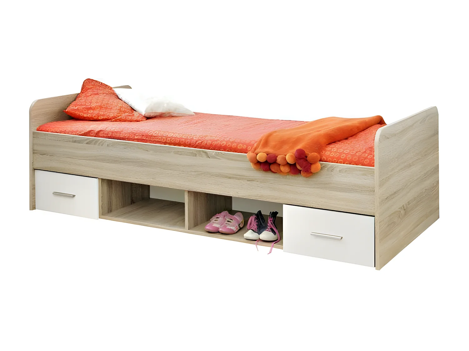 Łóżko DINO 90x200 dąb/biały mat