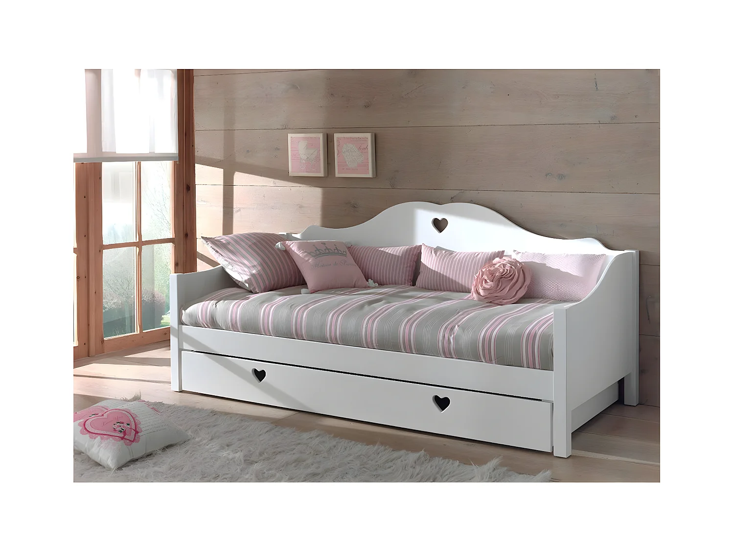 Lit Banquette Enfant à Tiroir "Amori" 90x200cm Blanc