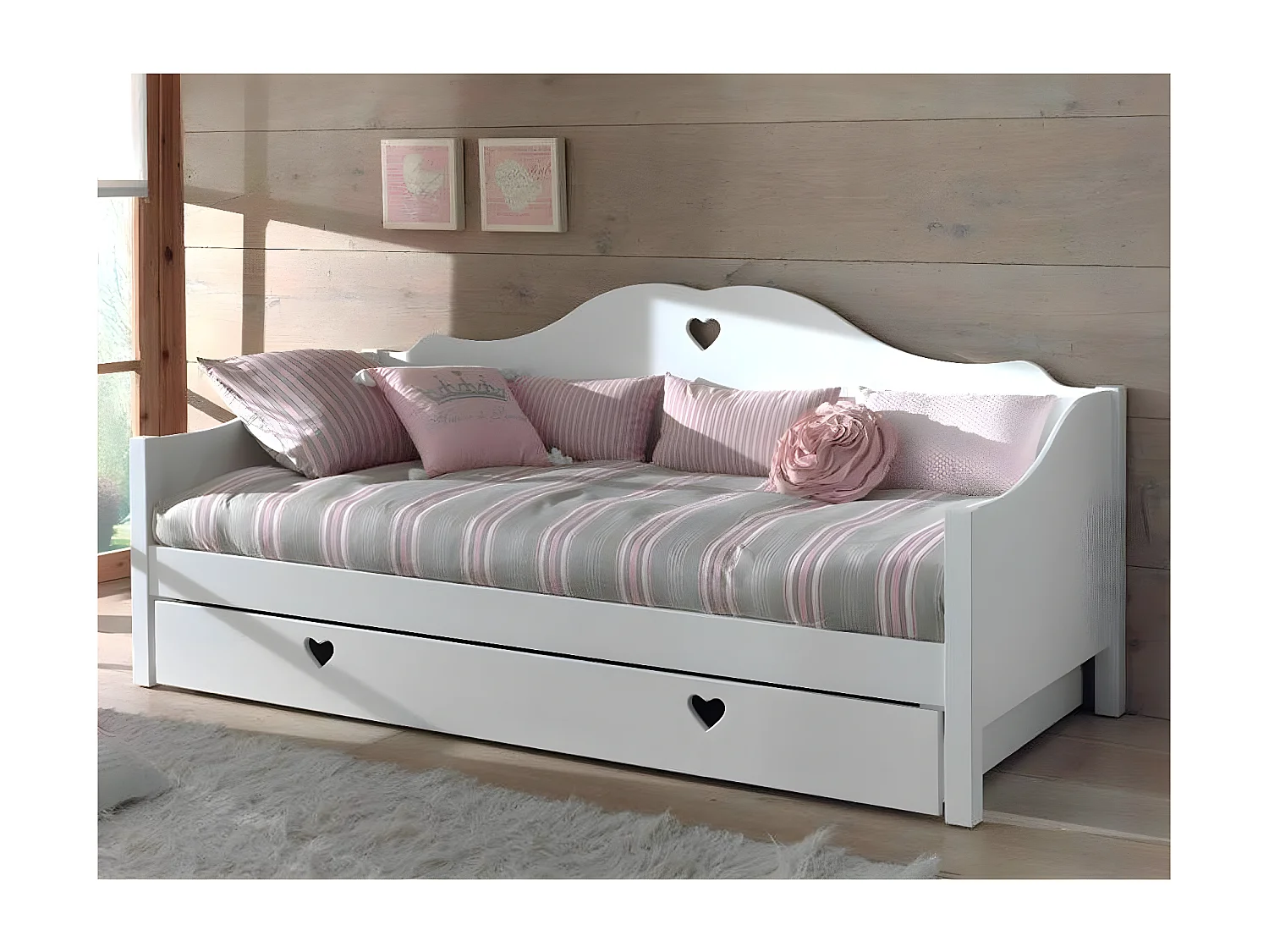 Lit Banquette Enfant à Tiroir "Amori" 90x200cm Blanc