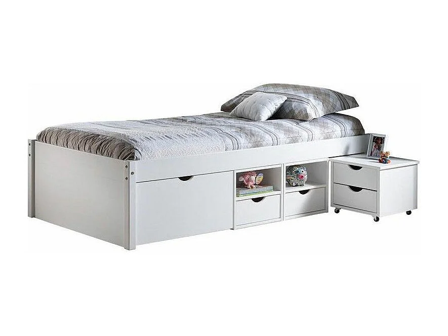 Lit Enfant Multi-Rangements "Clark" 90x200cm Blanc