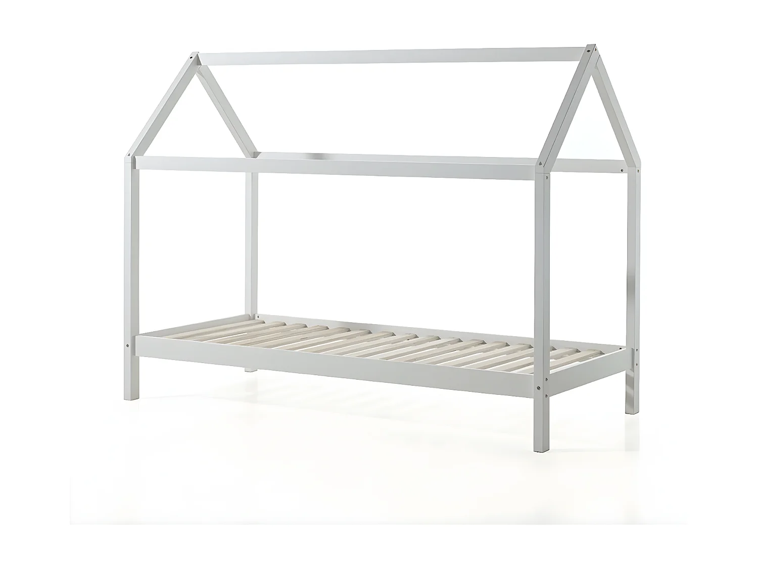 Pack - Lit Cabane Enfant & Matelas "Dallas" 90x200cm Blanc