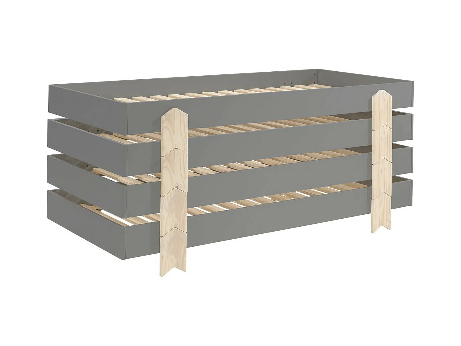 Lit Enfant en Bois "Modulo Arrow IV" 90x200cm Gris