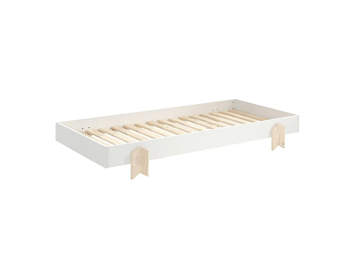 Set van 3 stapelbare bedden in wit massief grenen en licht hout Ridulo 90x200 cm