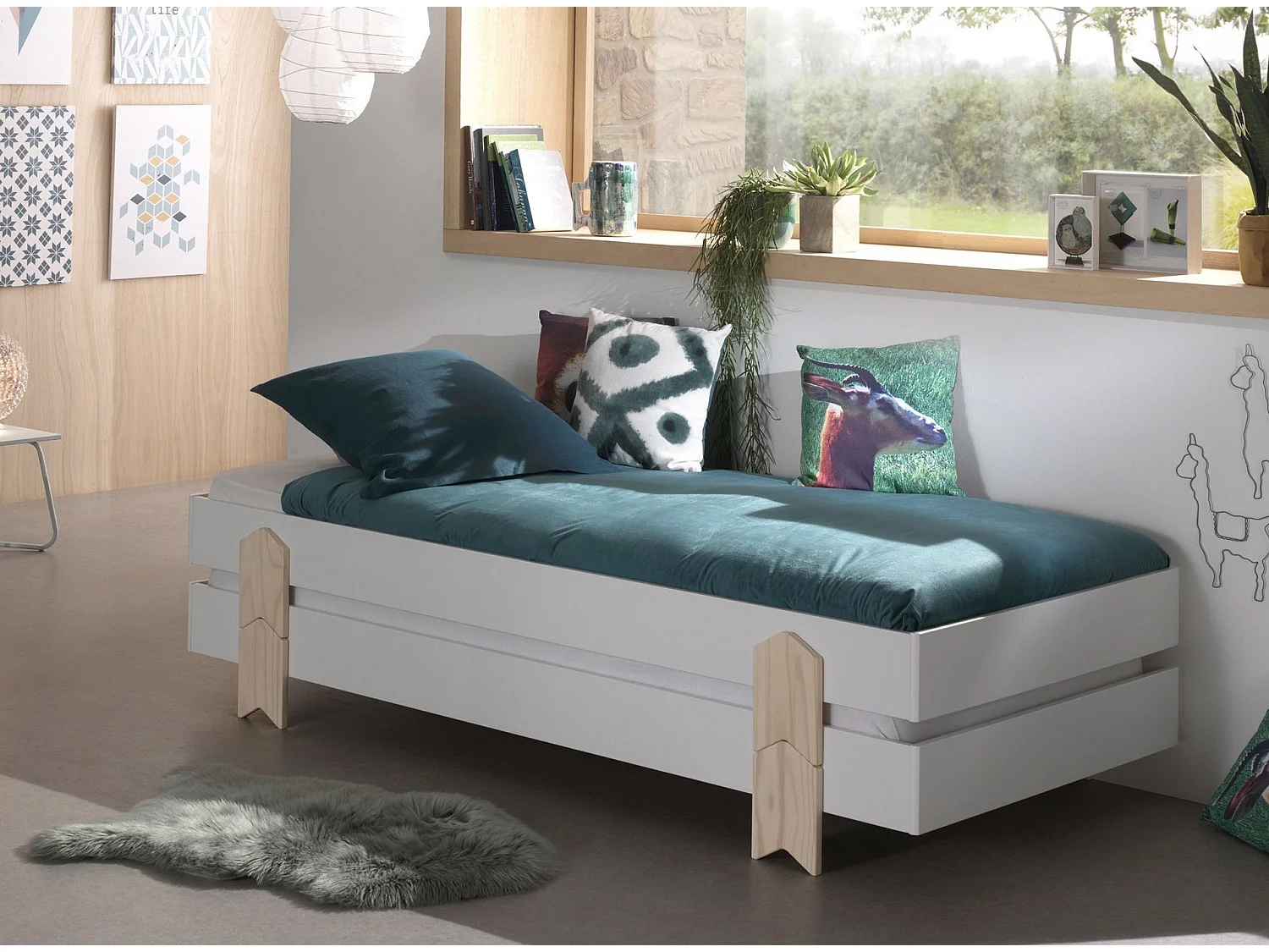 Lit Enfant en Bois "Modulo Arrow IV" 90x200cm Blanc