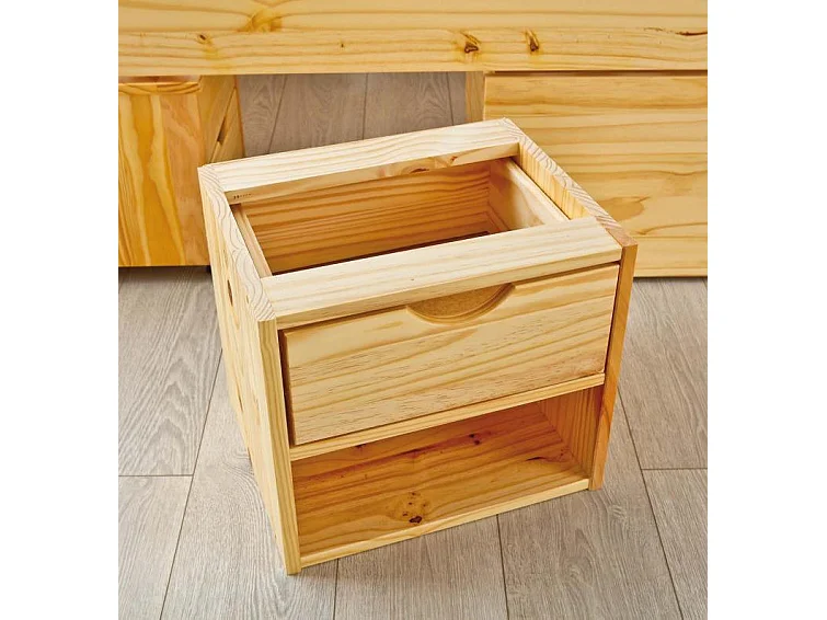 Lit Enfant Multi-Rangements "Clark" 90x200cm Naturel