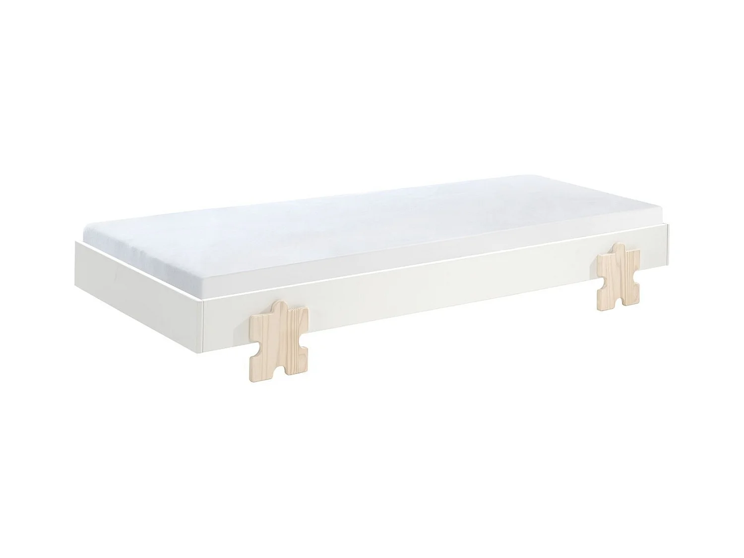 Set van 2 stapelbare bedden massief wit grenen en licht hout Fernando 90x200 cm