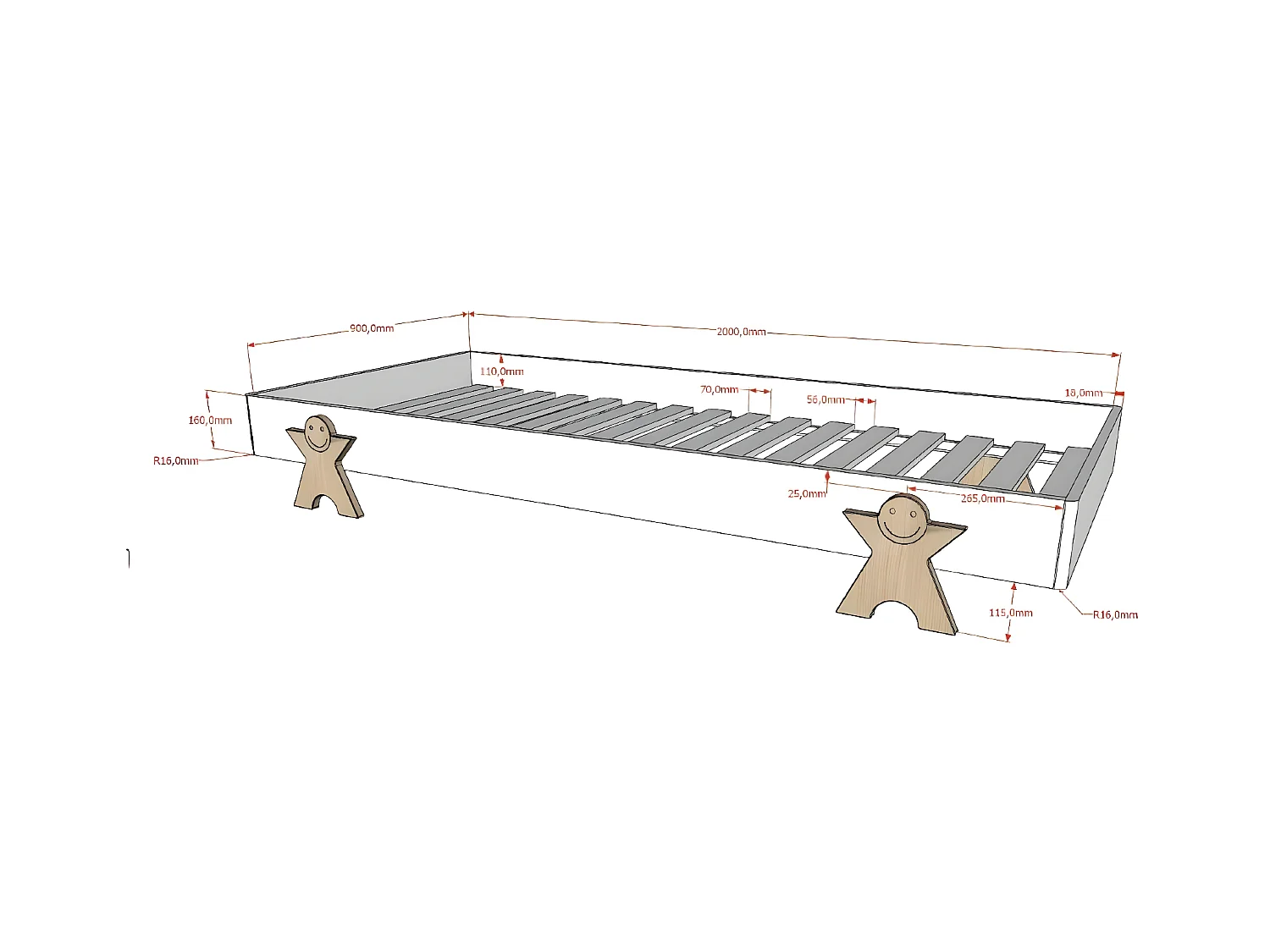 Set van 2 stapelbare bedden massief wit grenen en licht hout Fernando 90x200 cm