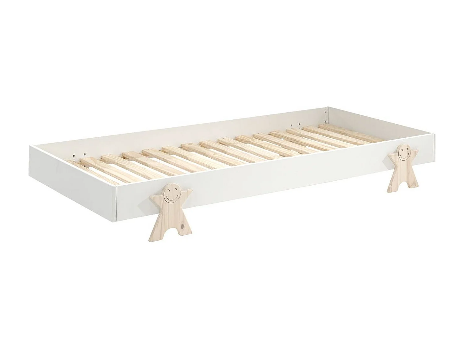 Lit Enfant en Bois "Modulo Smiley II" 90x200cm Blanc