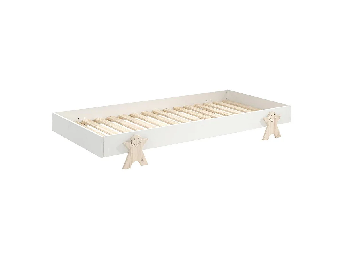 Set van 2 stapelbare bedden massief wit grenen en licht hout Fernando 90x200 cm