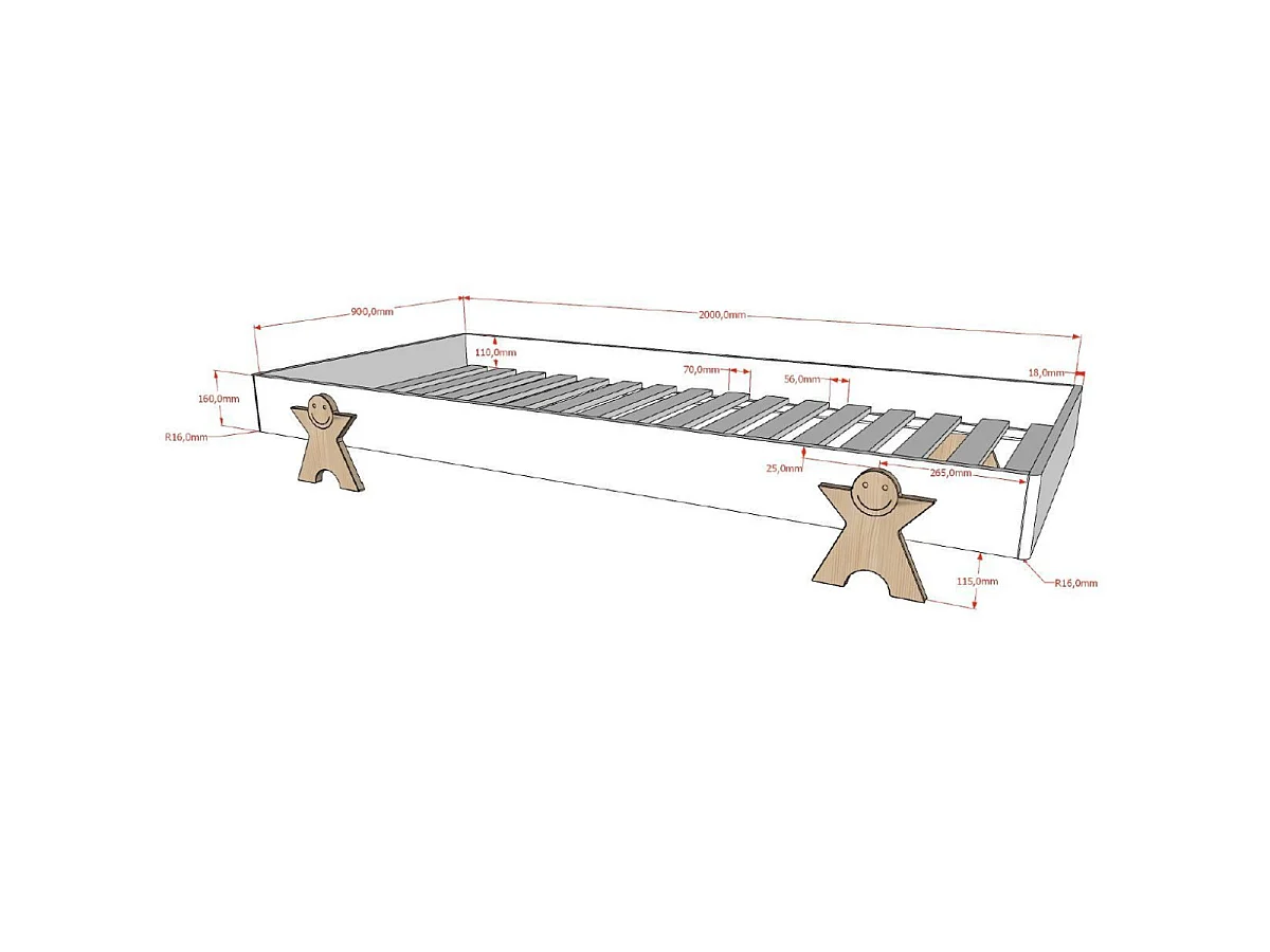 Set van 2 stapelbare bedden massief wit grenen en licht hout Fernando 90x200 cm