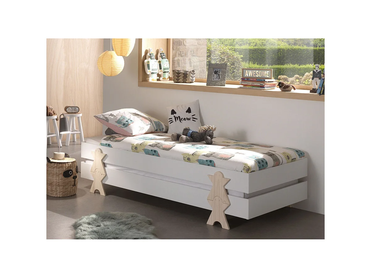 Set van 2 stapelbare bedden massief wit grenen en licht hout Fernando 90x200 cm