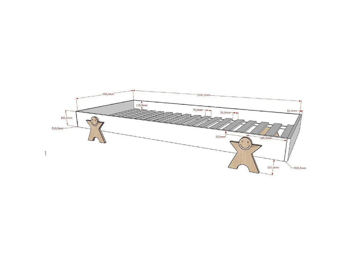 Set van 2 stapelbare bedden massief wit grenen en licht hout Fernando 90x200 cm