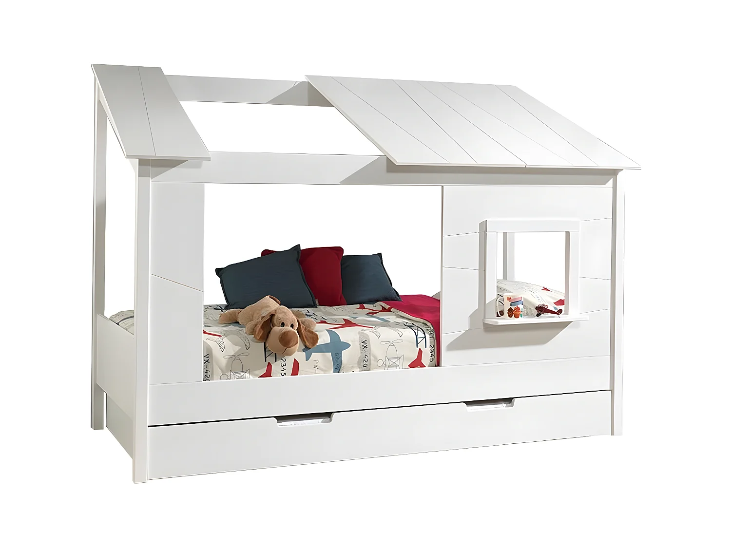 Pack - Lit Cabane Enfant & Tiroir "Housebed II" 90x200cm lanc