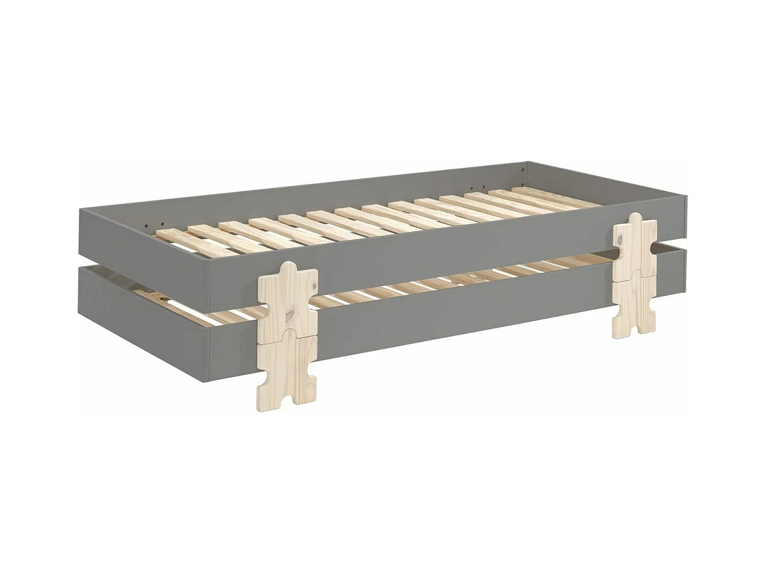 Lit Enfant en Bois "Modulo Puzzle II" 90x200cm Gris
