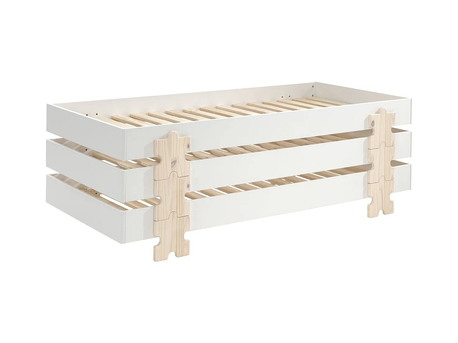 Lit Enfant en Bois "Modulo Puzzle III" 90x200cm Blanc