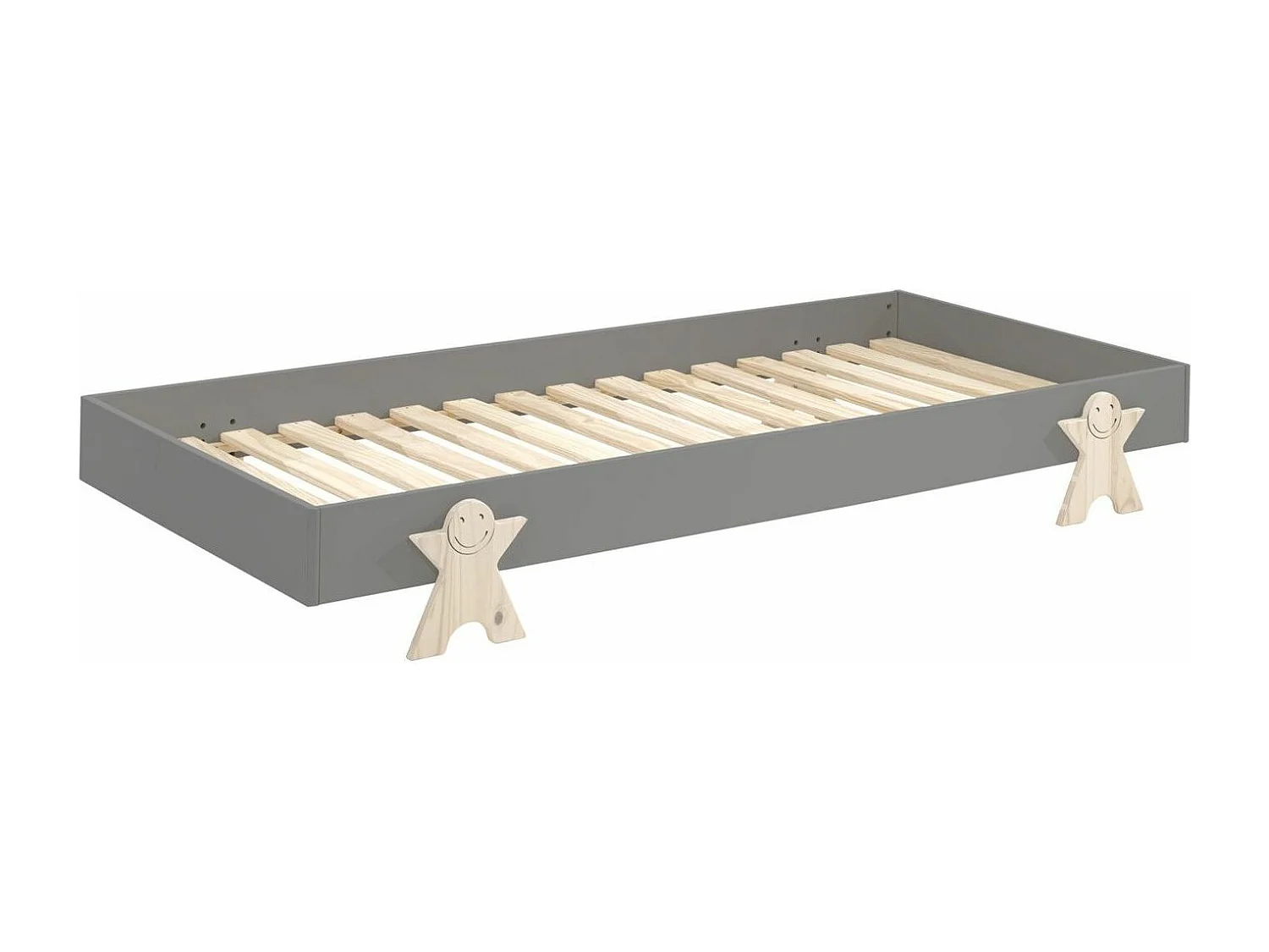 Set van 2 stapelbare bedden massief grijs grenen en licht hout Fernando 90x200 cm