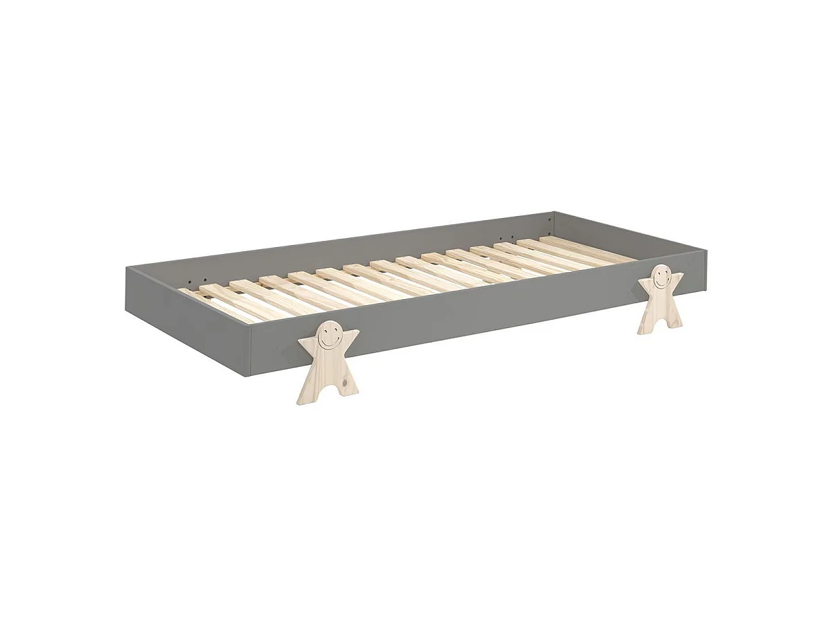 Set van 2 stapelbare bedden massief grijs grenen en licht hout Fernando 90x200 cm