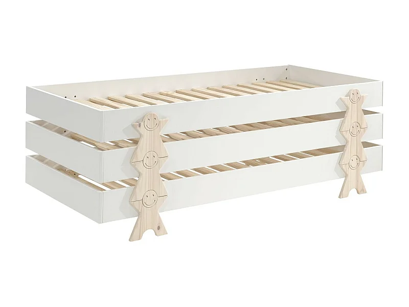 Lit Enfant en Bois "Modulo Smiley III" 90x200cm Blanc