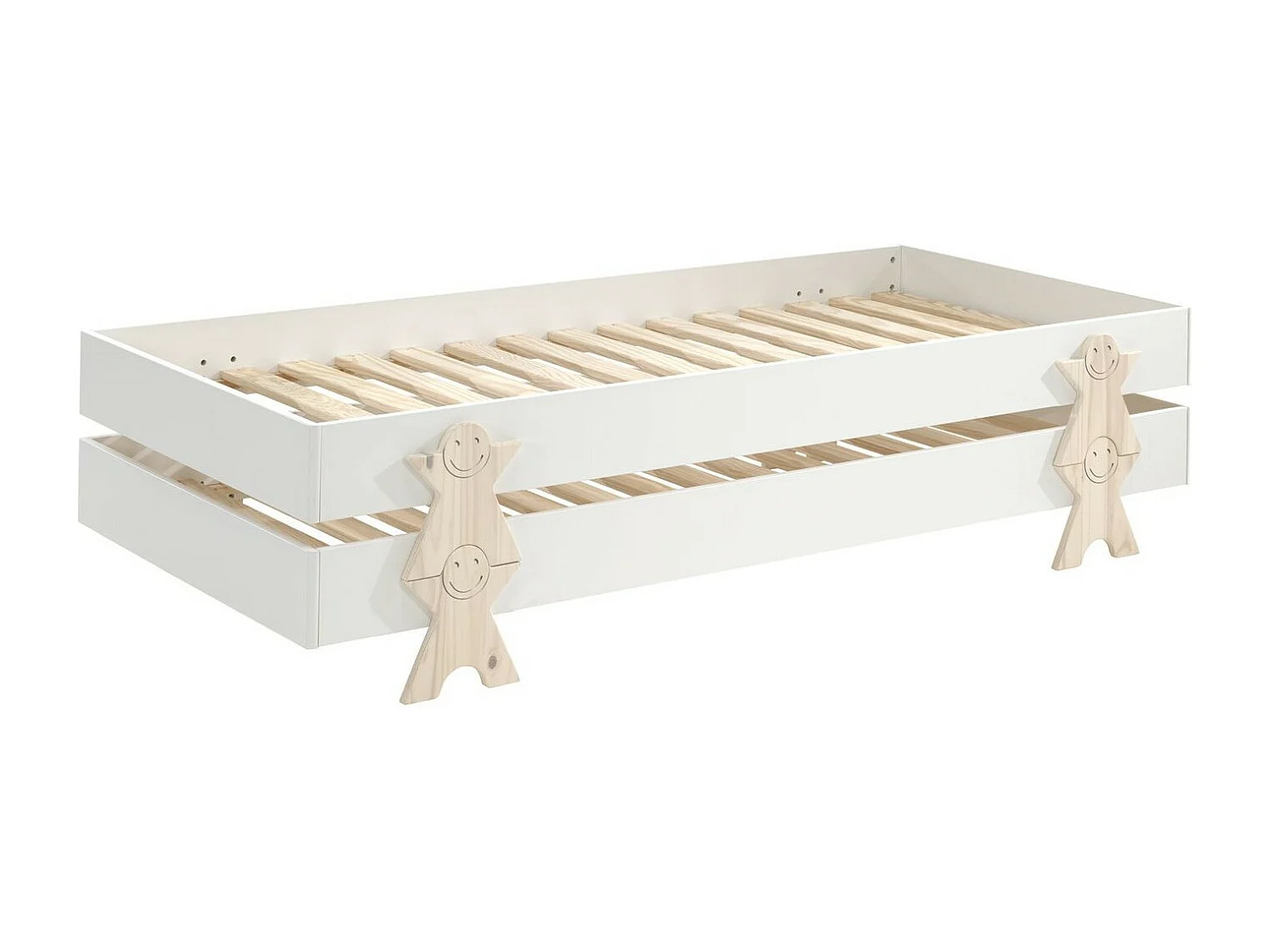 Lit Enfant en Bois "Modulo Smiley III" 90x200cm Blanc