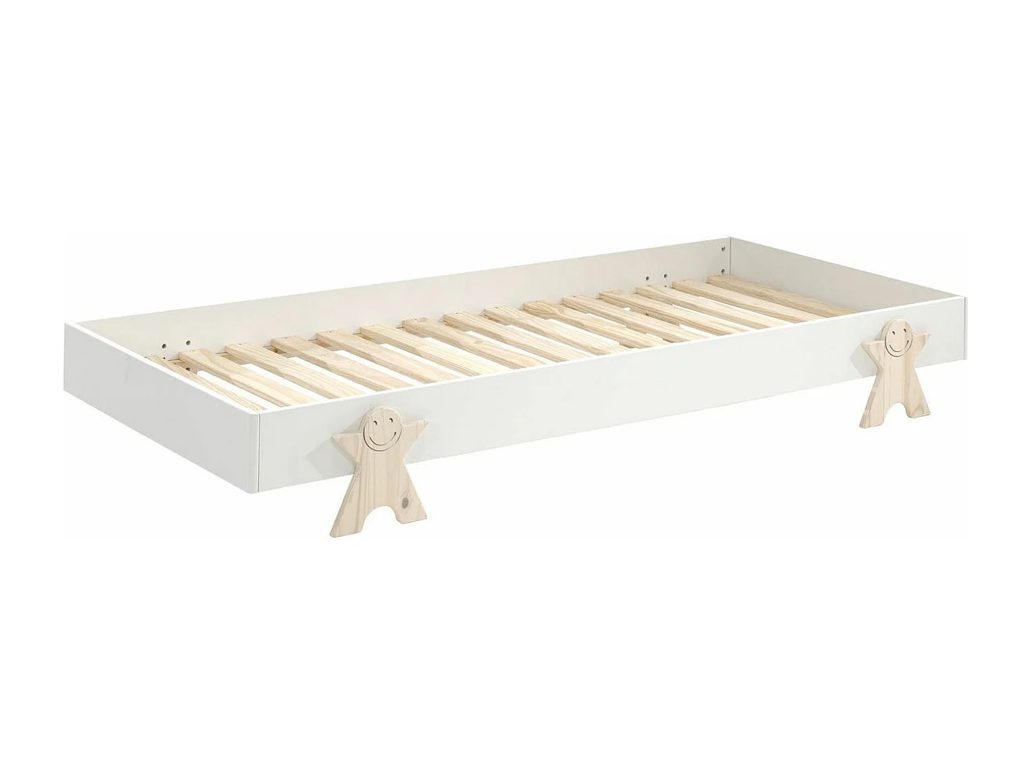 Lit Enfant en Bois "Modulo Smiley III" 90x200cm Blanc