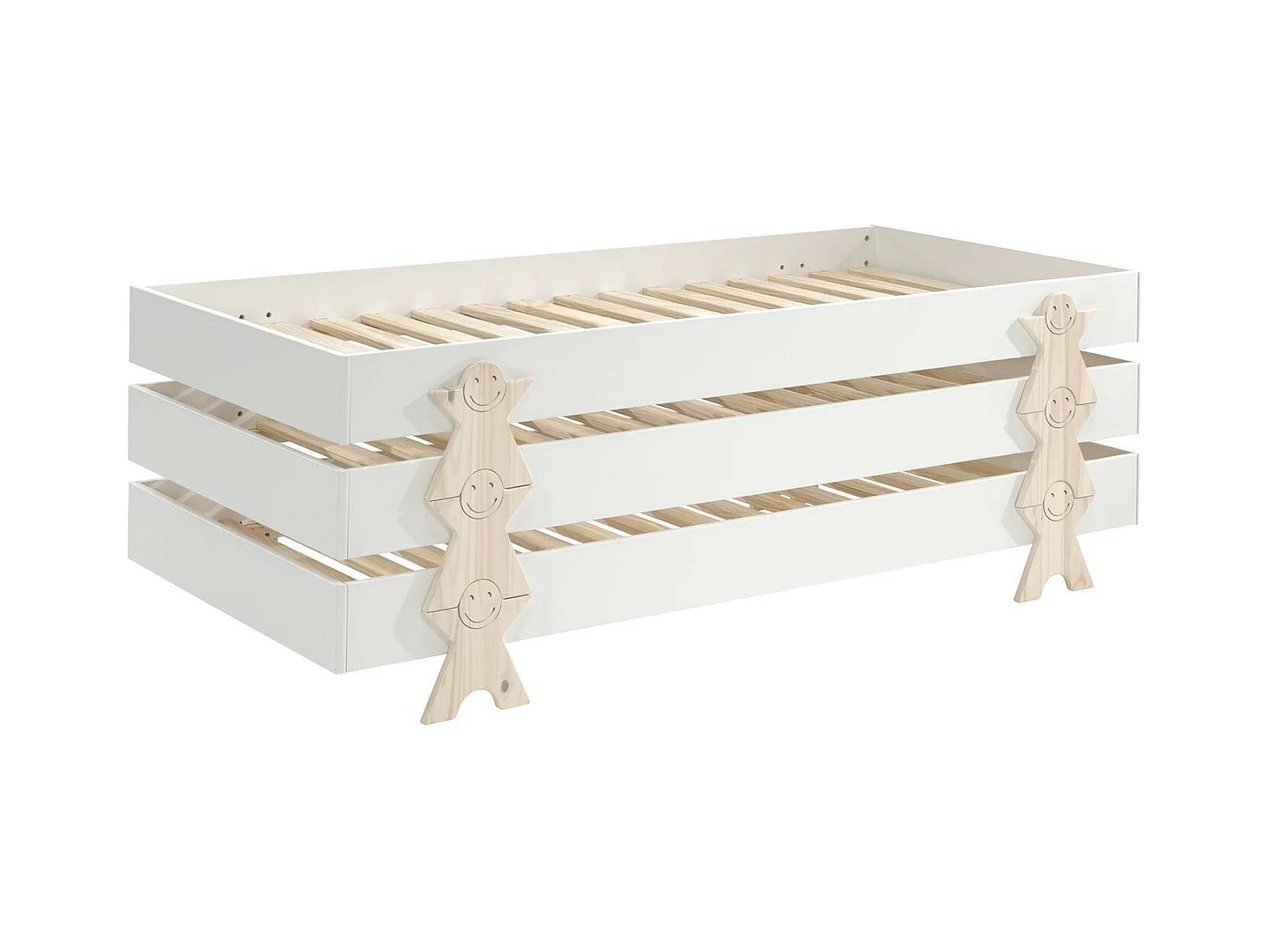 Lit Enfant en Bois "Modulo Smiley III" 90x200cm Blanc