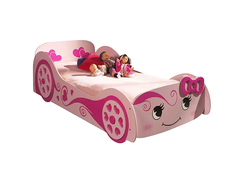 Pack - Lit Enfant & Matelas "Love" 90x200cm Rose