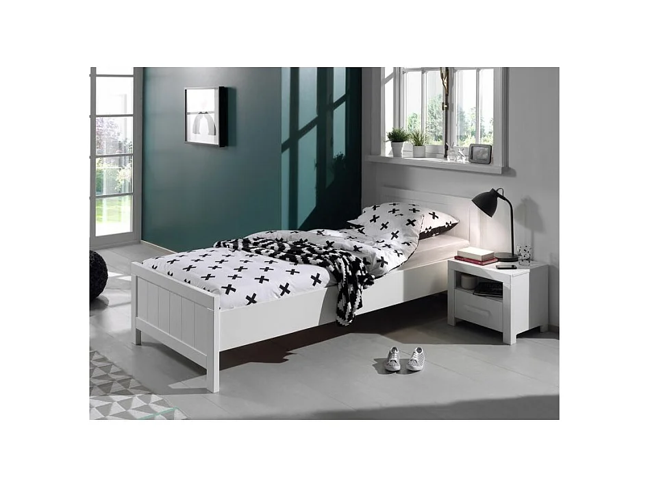 Pack - Lit Enfant & Chevet "Erik" 90x200cm Blanc