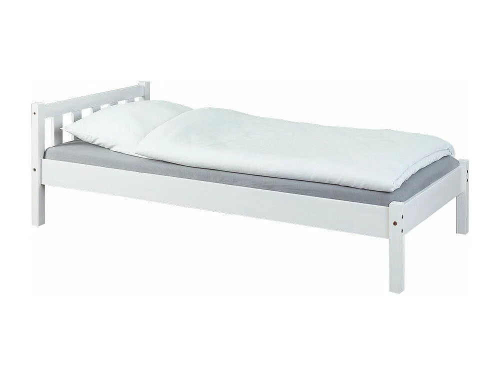 Lit Enfant Bois Massif "Nina" 90x200cm Blanc