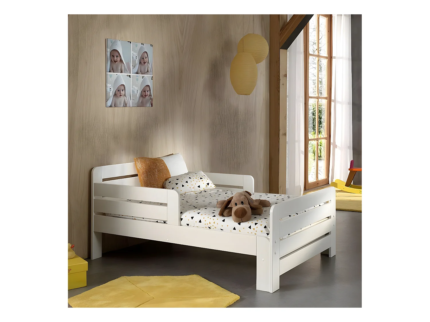 Pack - Lit Évolutif & Matelas Enfant "Jumper" 90x140cm Blanc