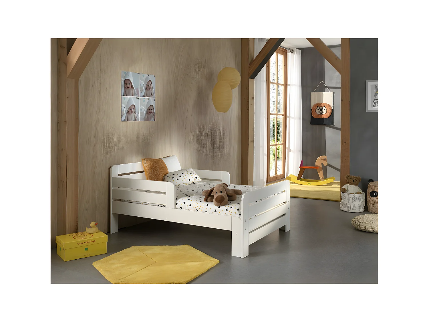 Pack - Lit Évolutif & Matelas Enfant "Jumper" 90x140cm Blanc