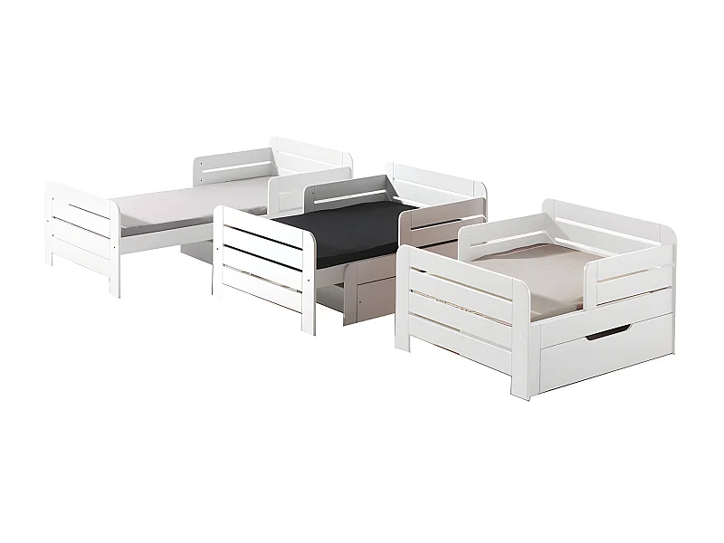 Lit Évolutif avec Tiroir "Jumper" 90x200cm Blanc