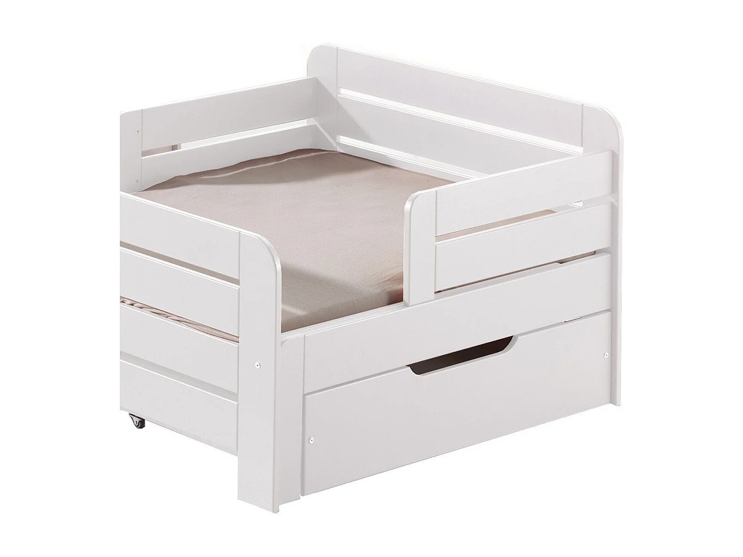 Pack - Lit Évolutif Enfant, Tiroir & Matelas "Jumper" 90x140cm Blanc
