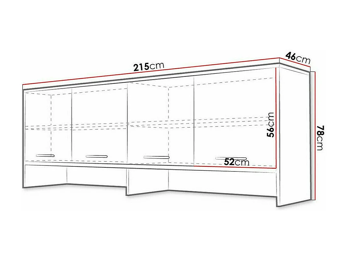 Buffet Concept Pro Lenart Levfere 161, Blanc brillant|Blanc, 78x215cm46cm, Stratifié