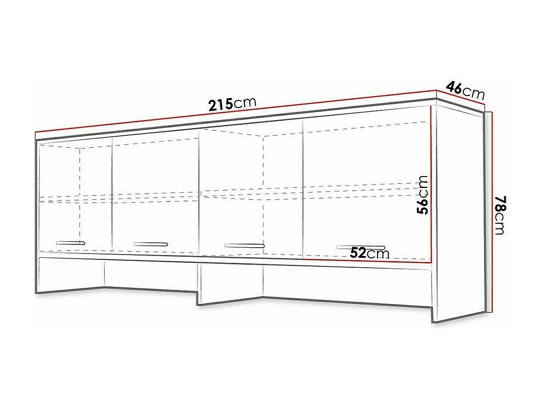 Buffet Concept Pro Lenart Levfere 161, Blanc brillant|Blanc, 78x215cm46cm, Stratifié