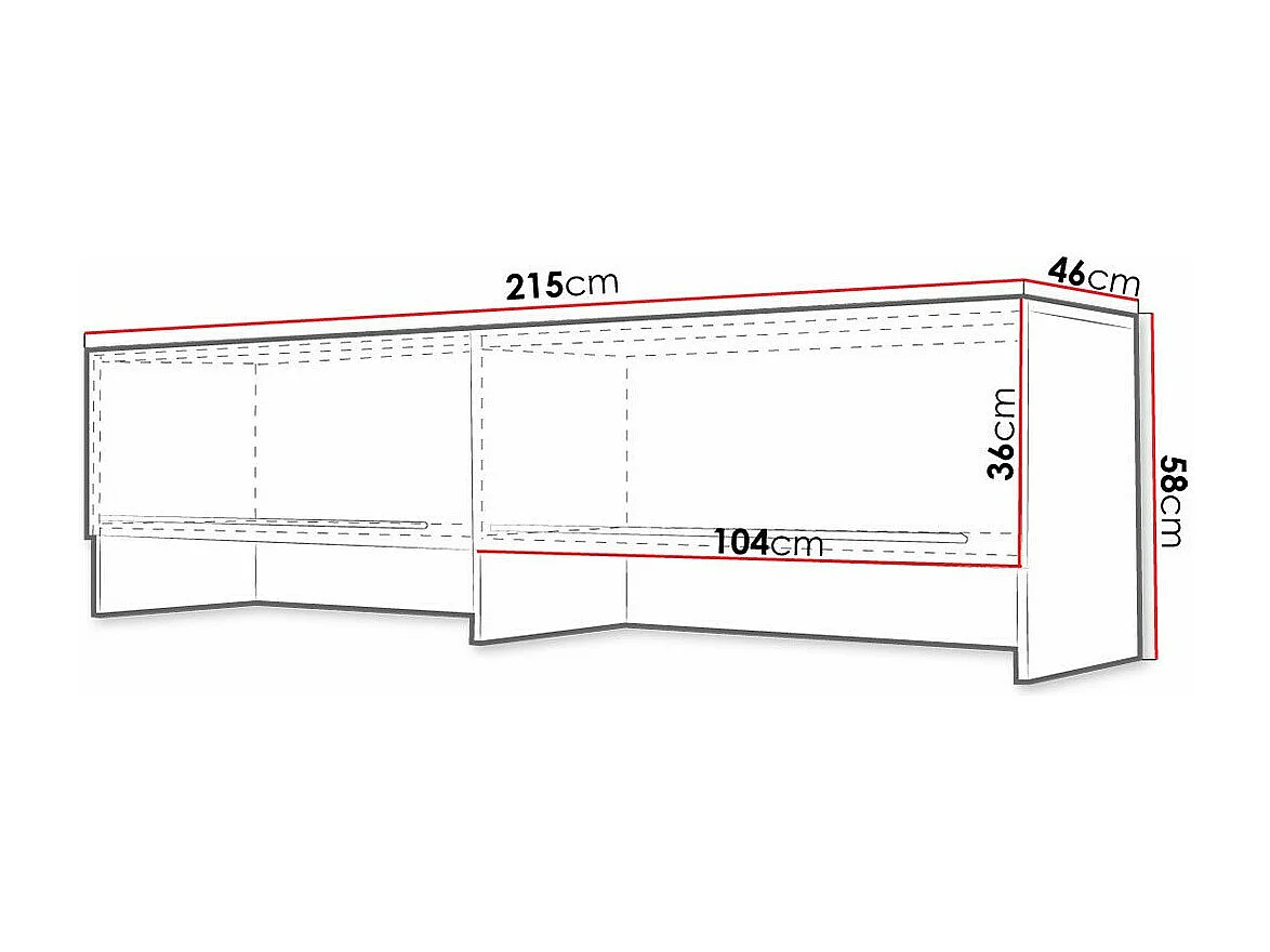 Buffet Concept Pro Lenart Levfere 159, Blanc brillant|Blanc, 58x215cm46cm, Stratifié