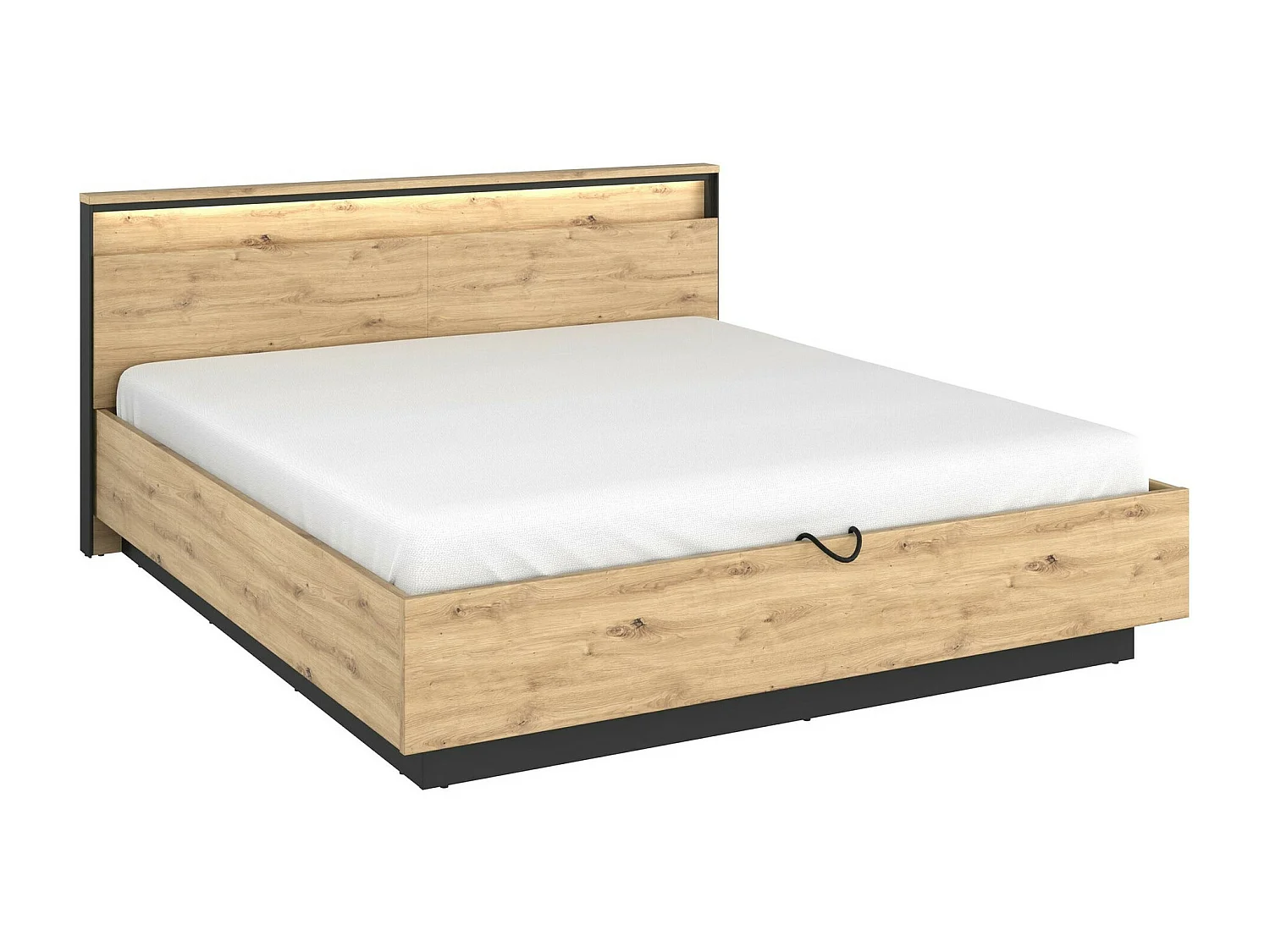 Lit Luliru 112, Double, Brun clair, 180x200, Stratifié, Disponible, 190x214x95cm