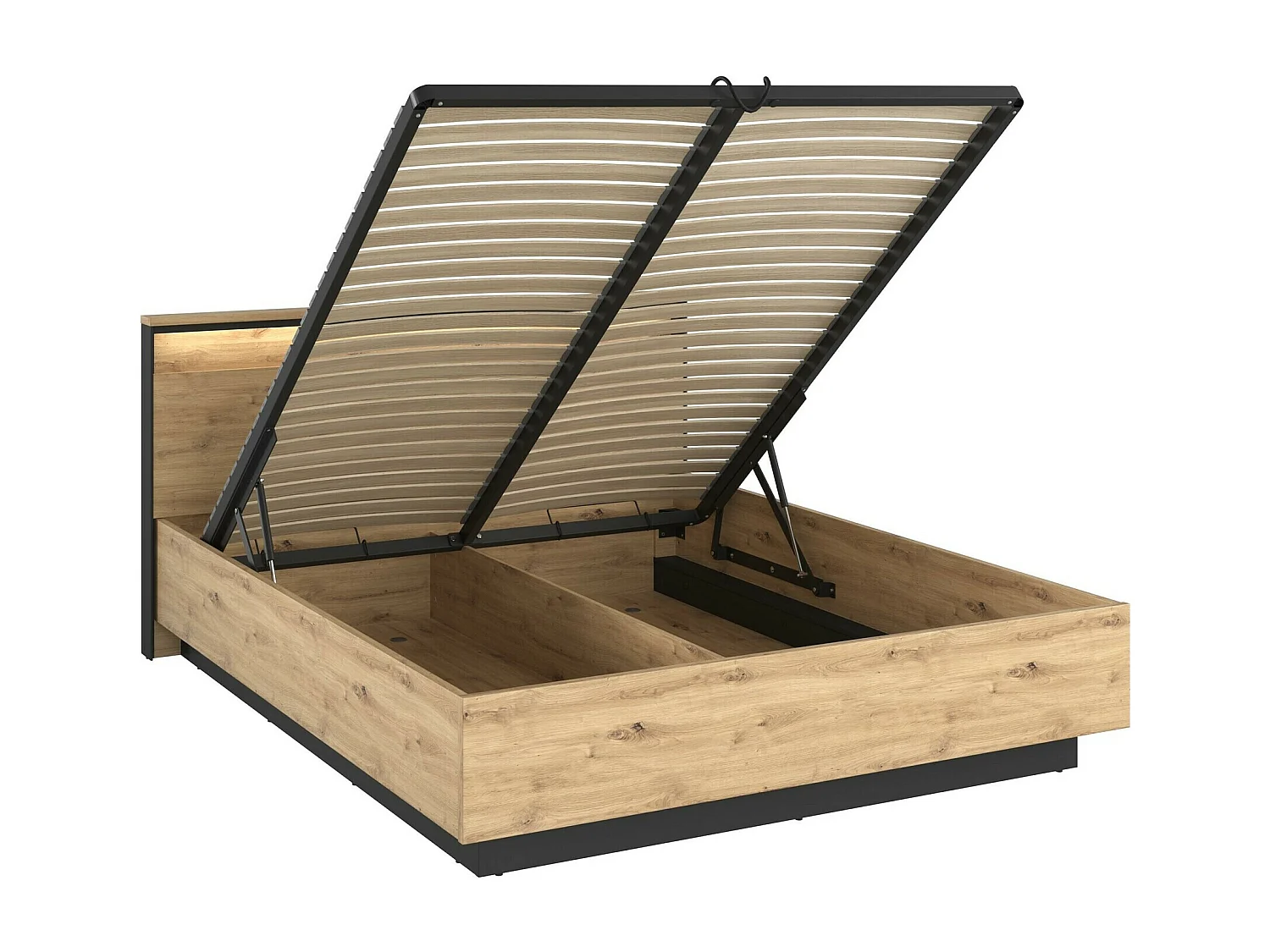 Lit Luliru 112, Double, Brun clair, 180x200, Stratifié, Disponible, 190x214x95cm