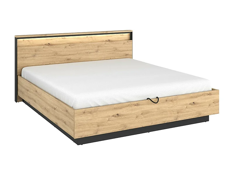 Lit Luliru 112, Double, Brun clair, 180x200, Stratifié, Disponible, 190x214x95cm