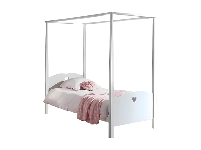 Lit à Baldaquin Enfant "Amori" 90x200cm Blanc