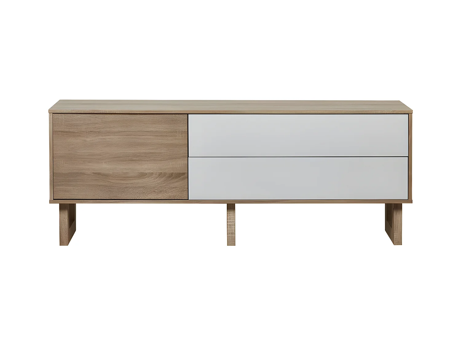 Meuble TV en Bois "Cherokee" 160cm Beige & Blanc