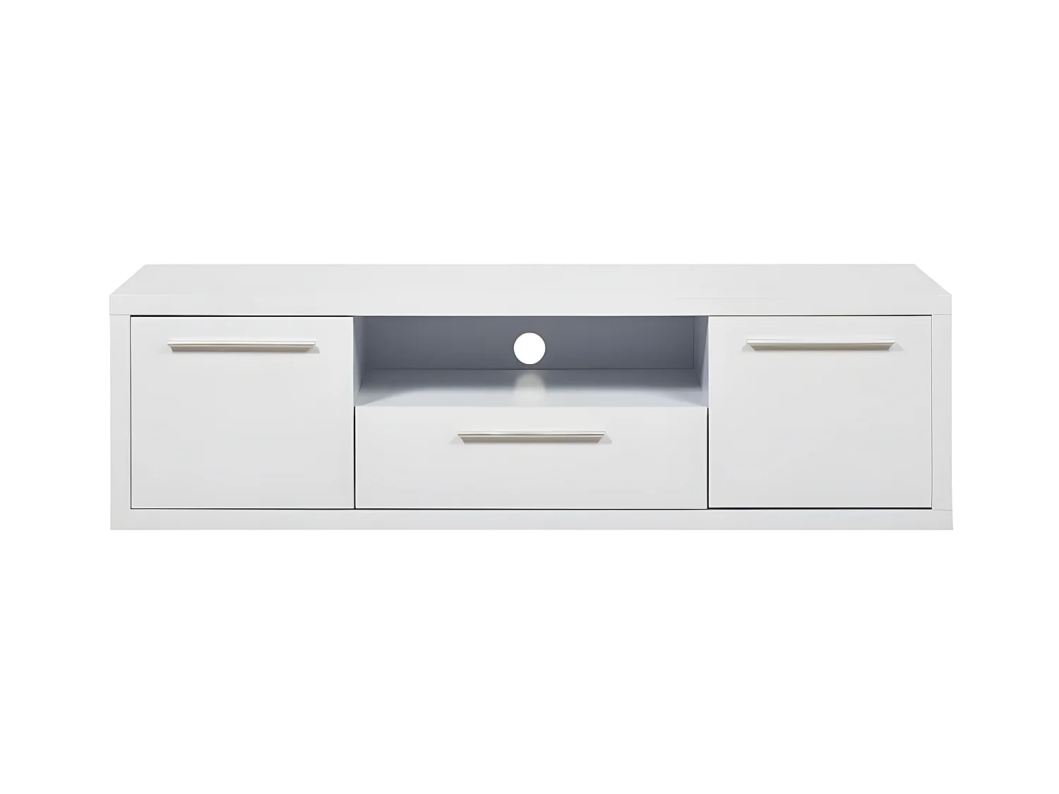 Meuble TV 2 Portes "Chickasaw" 150cm Blanc Laqué