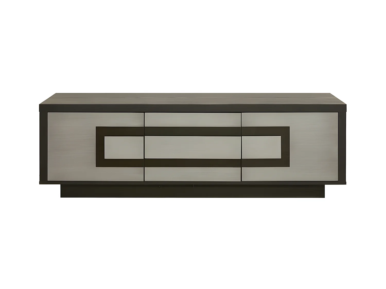 Meuble TV 3 Portes "Brundidge" 160cm Argent & Noir