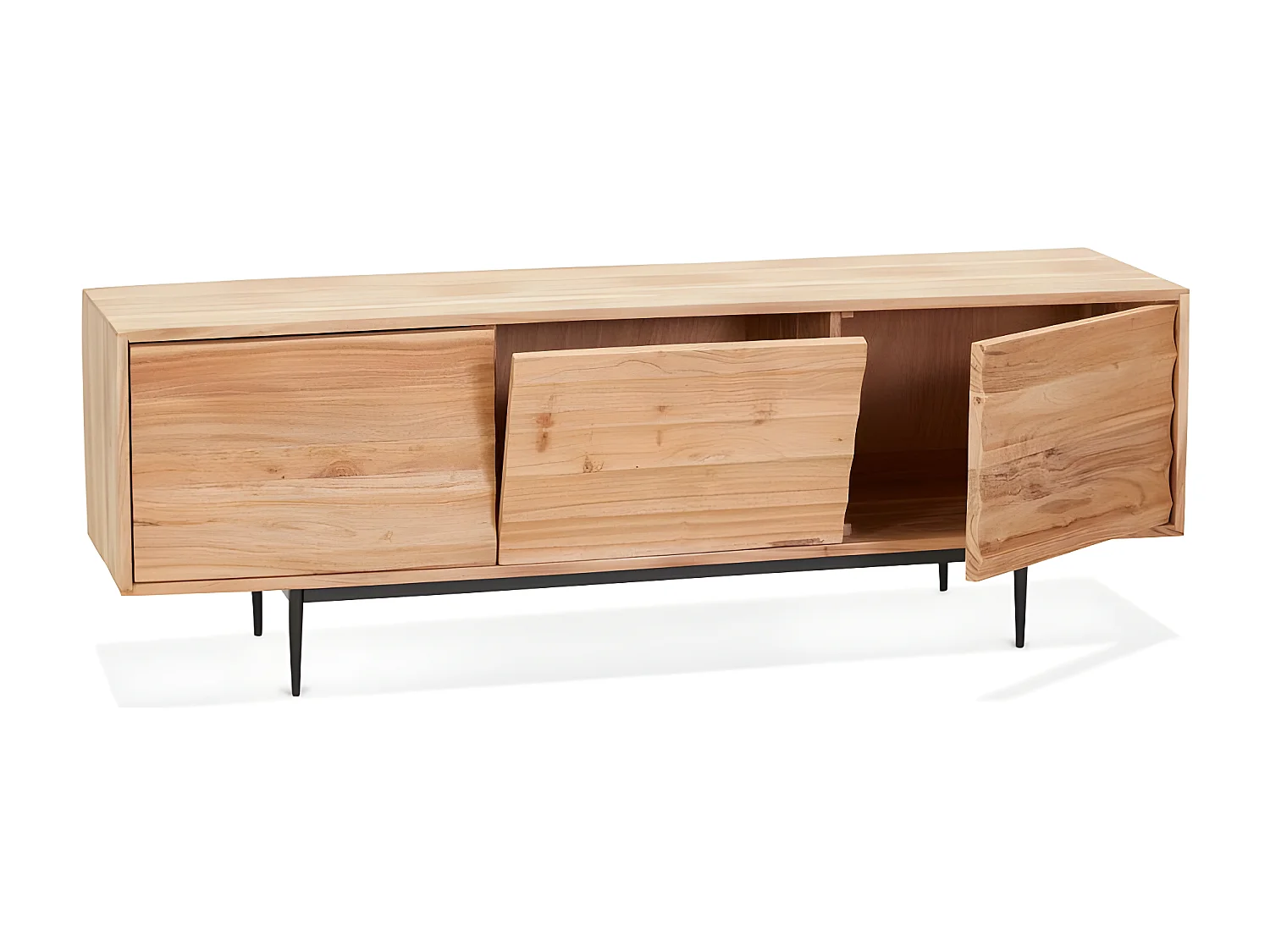 Meuble TV 3 Portes en Bois "Myriam" 147cm Naturel