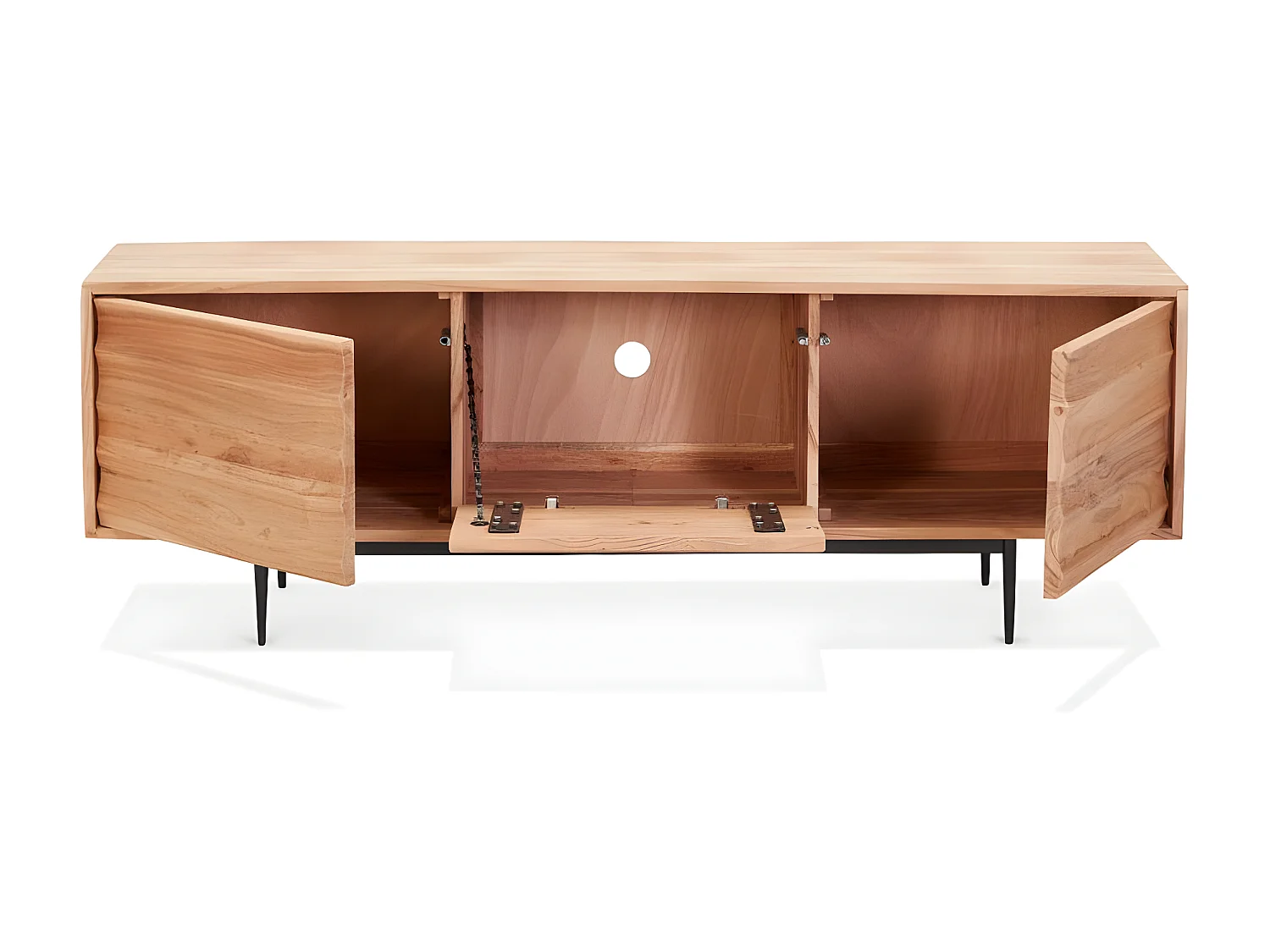 Meuble TV 3 Portes en Bois "Myriam" 147cm Naturel