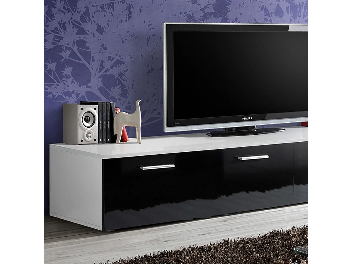 Meuble TV Design "Duo" 200cm Noir & Blanc