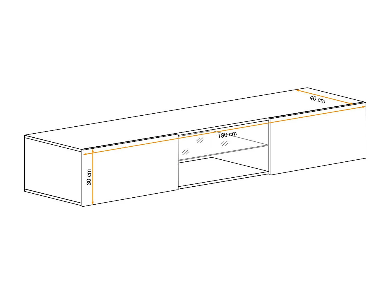 Meuble TV LED Design "Switch III" 180cm Gris