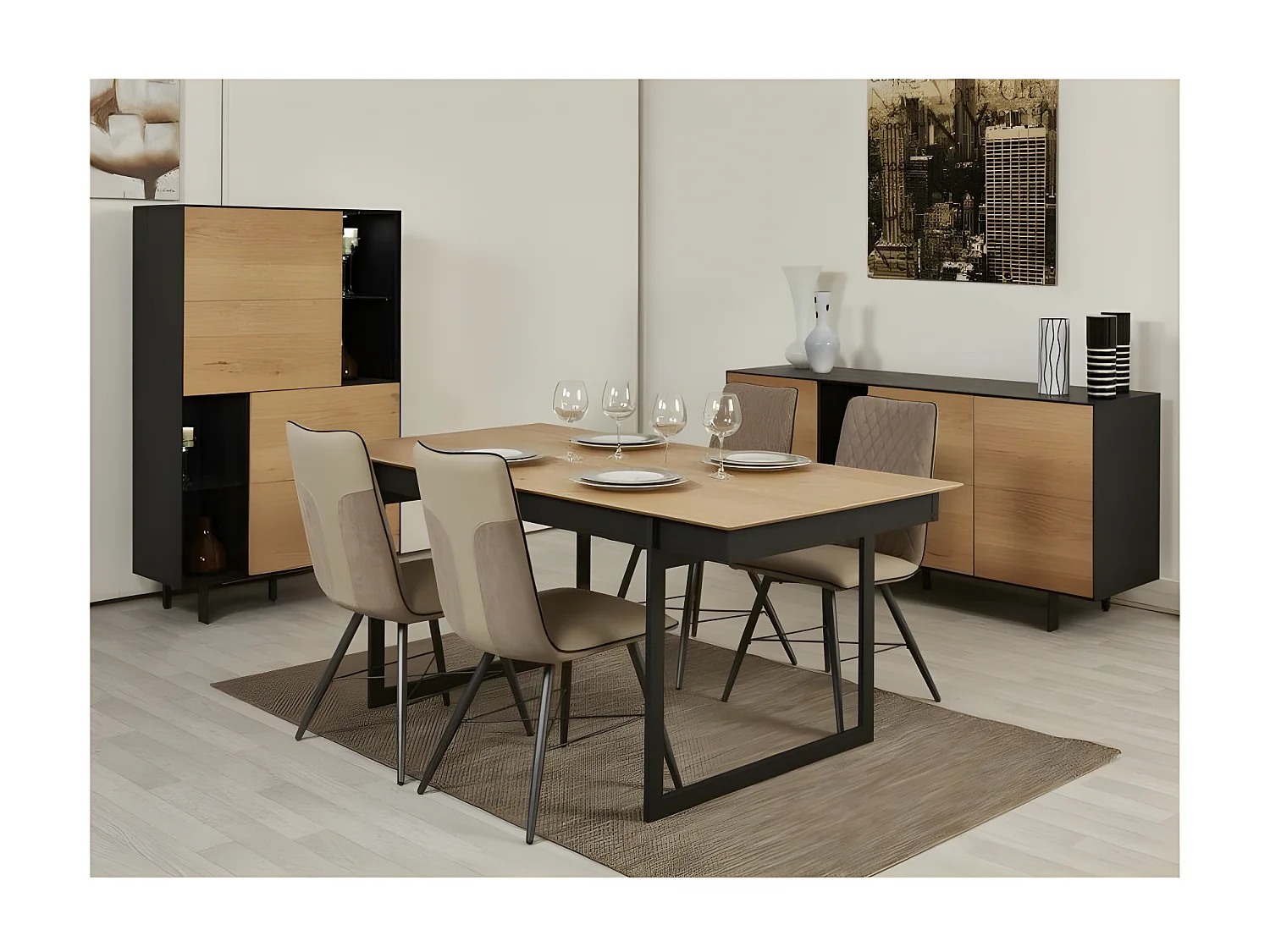 Meuble TV 3 Portes "Brookside" 160cm Beige