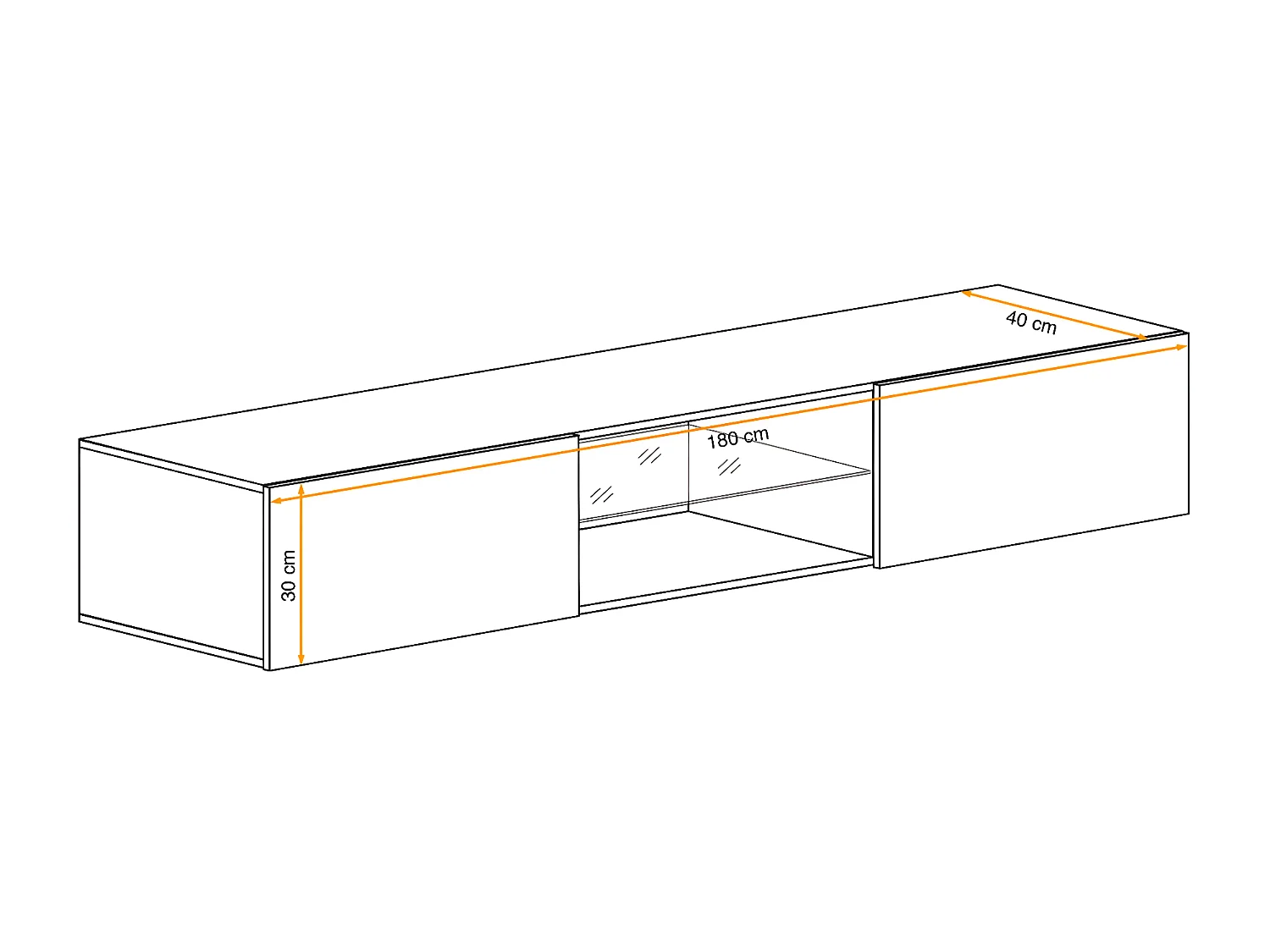 Meuble TV LED Design "Switch III" 180cm Naturel